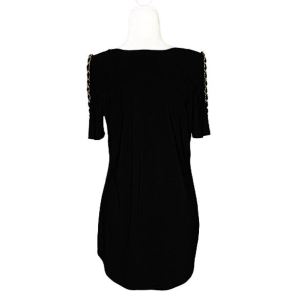 Coco Bianco Top Black Cold Shoulder Chain Strap Detail Top Size Medium NEW - Picture 3 of 13